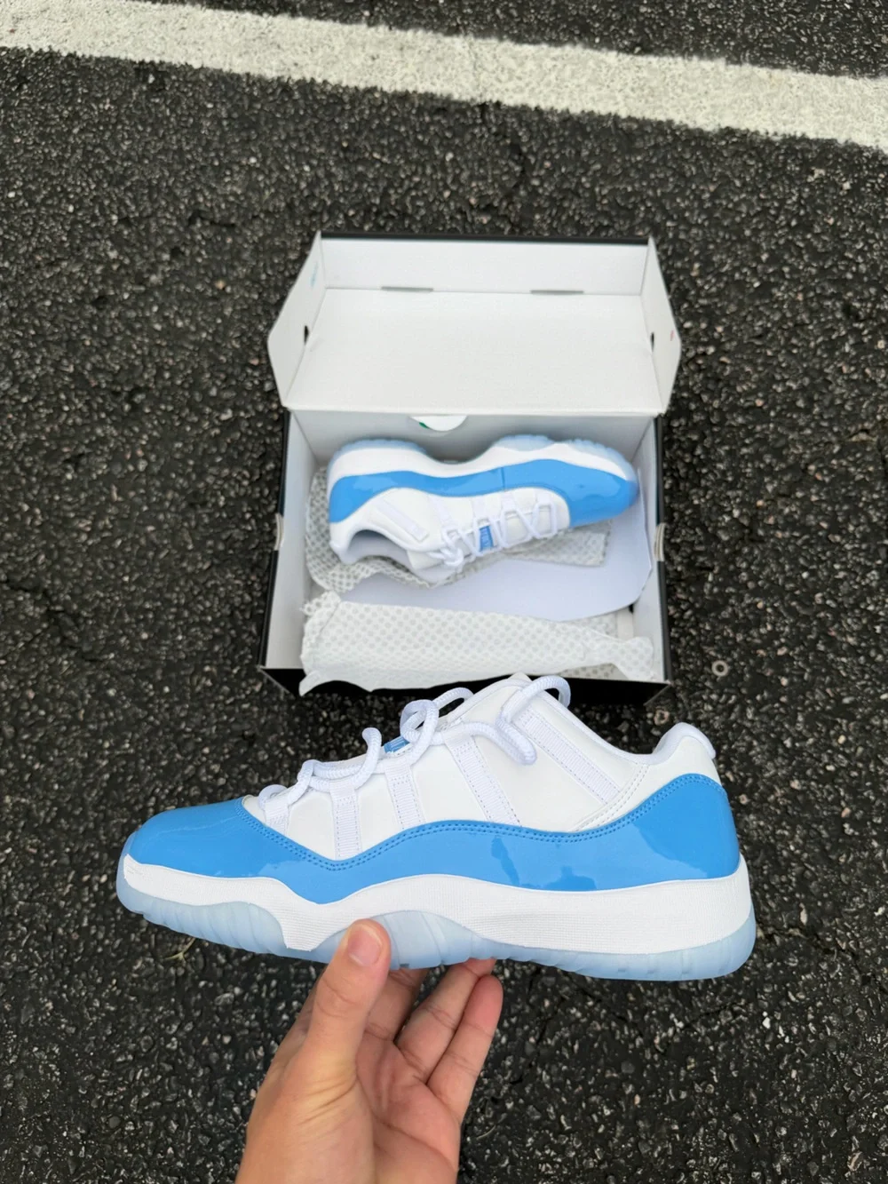Jordan Retro 11 Low White and University Blue Men’s Athletic Shoes
